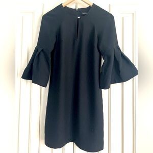 Banana Republic Black Zip Up Bell Sleeved Key Hole Mini Dress Size Petite 00